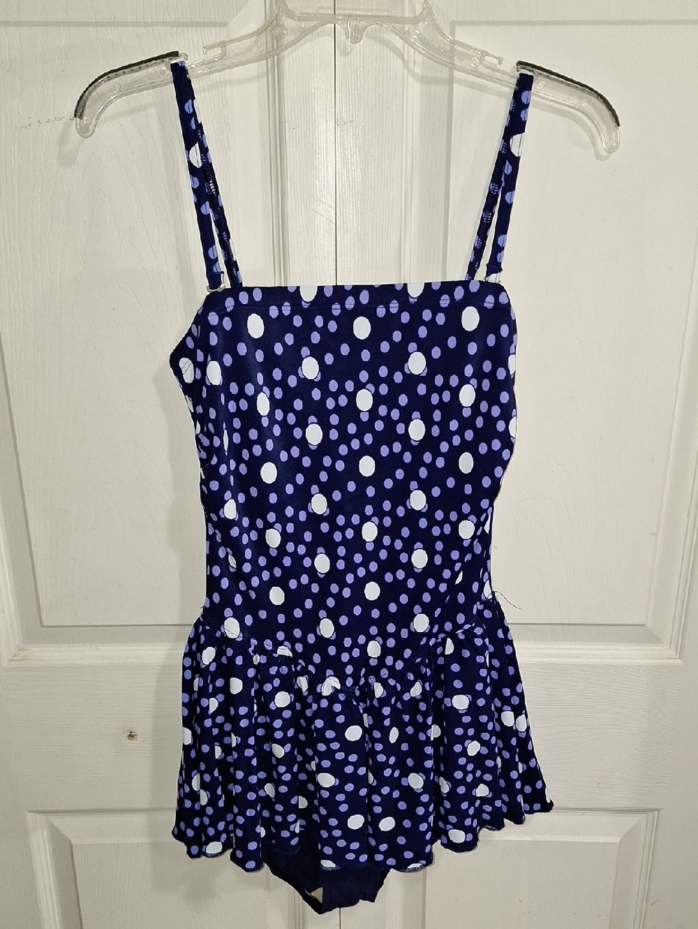 Vintage Cole Of California One Piece Swimsuit / Dress - 16 - Blue Polka Dot